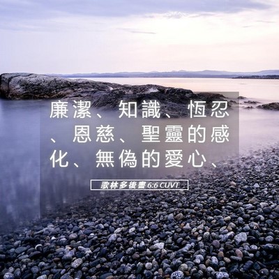 Picture 05 - 歌 林 多 後 書 6:6 CUVT - 廉 潔 、 知 識 、 恆 忍 、 恩 慈 、 - Bible Verse Picture
