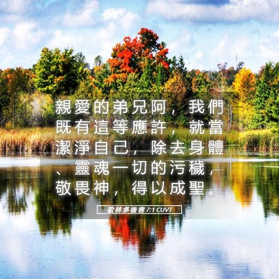 Picture 05 - 歌 林 多 後 書 7:1 CUVT - 親 愛 的 弟 兄 阿 ， 我 們 既 有 這 - Bible Verse Picture