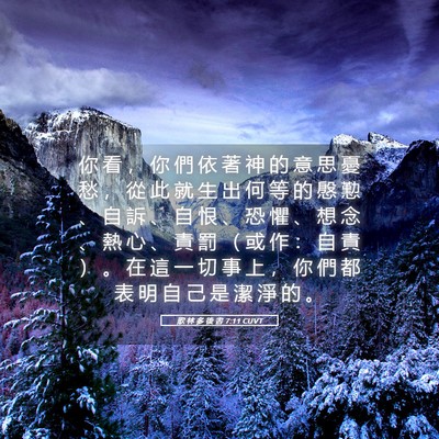 Picture 05 - 歌 林 多 後 書 7:11 CUVT - 你 看 ， 你 們 依 著 神 的 意 思 憂 - Bible Verse Picture