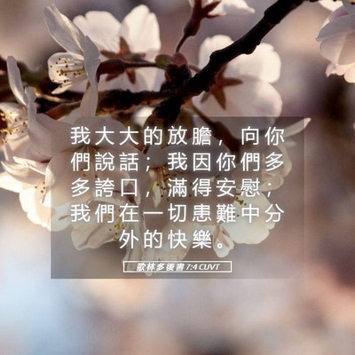 Picture 05 - 歌 林 多 後 書 7:4 CUVT - 我 大 大 的 放 膽 ， 向 你 們 說 話 - Bible Verse Picture