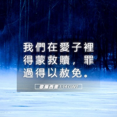 Picture 05 - 歌 羅 西 書 1:14 CUVT - 我 們 在 愛 子 裡 得 蒙 救 贖 ， 罪 - Bible Verse Picture