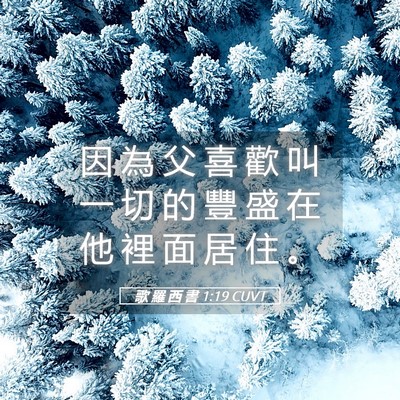 Picture 05 - 歌 羅 西 書 1:19 CUVT - 因 為 父 喜 歡 叫 一 切 的 豐 盛 在 - Bible Verse Picture