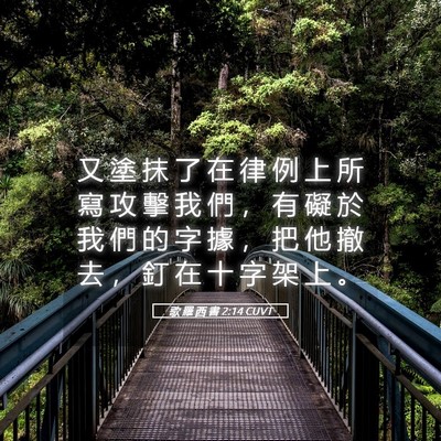 Picture 05 - 歌 羅 西 書 2:14 CUVT - 又 塗 抹 了 在 律 例 上 所 寫 攻 擊 - Bible Verse Picture