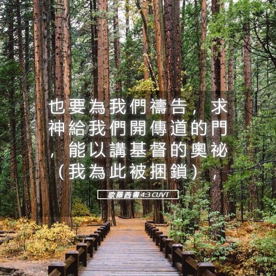 Picture 05 - 歌 羅 西 書 4:3 CUVT - 也 要 為 我 們 禱 告 ， 求 神 給 我 - Bible Verse Picture