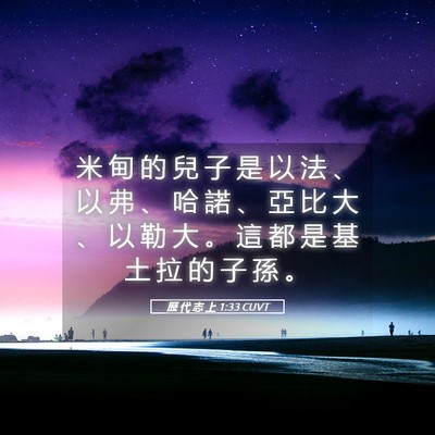 Picture 05 - 歷 代 志 上 1:33 CUVT - 米 甸 的 兒 子 是 以 法 、 以 弗 、 - Bible Verse Picture