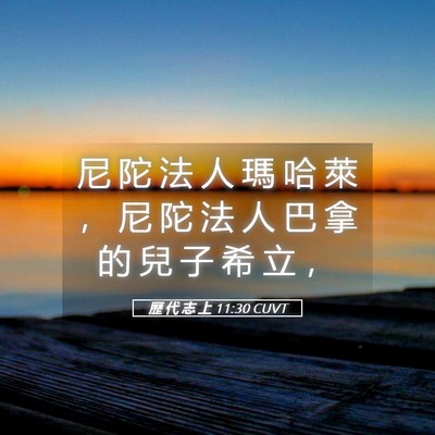 Picture 05 - 歷 代 志 上 11:30 CUVT - 尼 陀 法 人 瑪 哈 萊 ， 尼 陀 法 人 - Bible Verse Picture