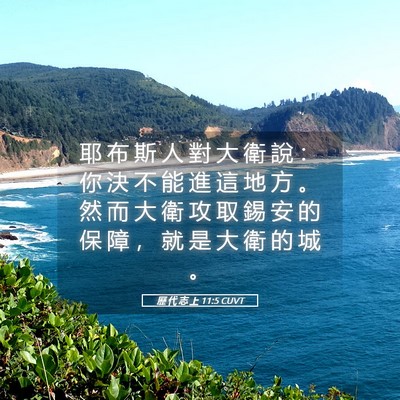 Picture 05 - 歷 代 志 上 11:5 CUVT - 耶 布 斯 人 對 大 衛 說 ： 你 決 不 - Bible Verse Picture