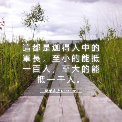 Picture 05 - 歷 代 志 上 12:14 CUVT - 這 都 是 迦 得 人 中 的 軍 長 ， 至 - Bible Verse Picture