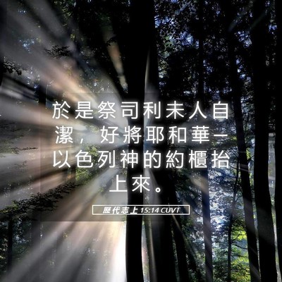Picture 05 - 歷 代 志 上 15:14 CUVT - 於 是 祭 司 利 未 人 自 潔 ， 好 將 - Bible Verse Picture