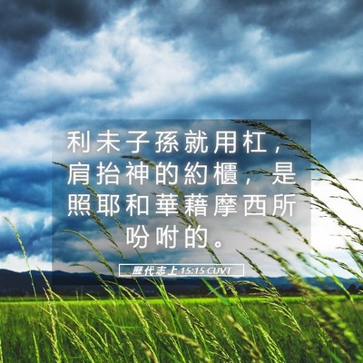 Picture 05 - 歷 代 志 上 15:15 CUVT - 利 未 子 孫 就 用 杠 ， 肩 抬 神 的 - Bible Verse Picture