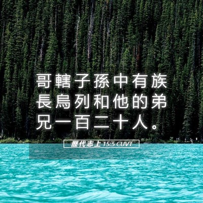 Picture 05 - 歷 代 志 上 15:5 CUVT - 哥 轄 子 孫 中 有 族 長 烏 列 和 他 - Bible Verse Picture