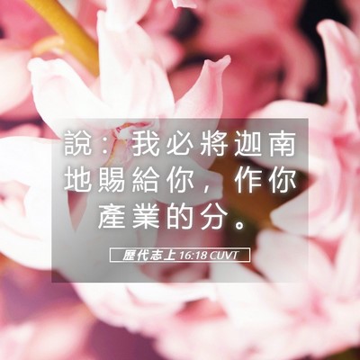 Picture 05 - 歷 代 志 上 16:18 CUVT - 說 ： 我 必 將 迦 南 地 賜 給 你 ， - Bible Verse Picture