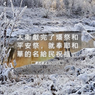 Picture 05 - 歷 代 志 上 16:2 CUVT - 大 衛 獻 完 了 燔 祭 和 平 安 祭 ， - Bible Verse Picture