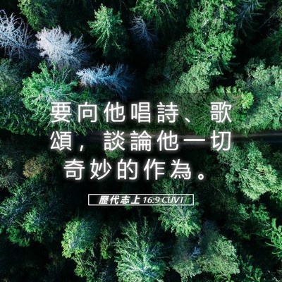 Picture 05 - 歷 代 志 上 16:9 CUVT - 要 向 他 唱 詩 、 歌 頌 ， 談 論 他 - Bible Verse Picture