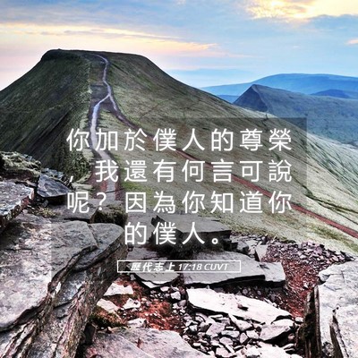 Picture 05 - 歷 代 志 上 17:18 CUVT - 你 加 於 僕 人 的 尊 榮 ， 我 還 有 - Bible Verse Picture