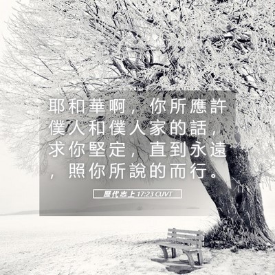 Picture 05 - 歷 代 志 上 17:23 CUVT - 耶 和 華 啊 ， 你 所 應 許 僕 人 和 - Bible Verse Picture