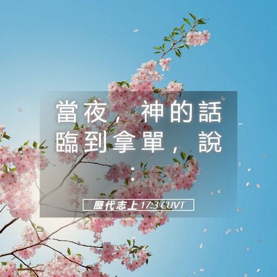 Picture 05 - 歷 代 志 上 17:3 CUVT - 當 夜 ， 神 的 話 臨 到 拿 單 ， 說 - Bible Verse Picture