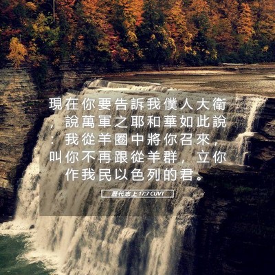 Picture 05 - 歷 代 志 上 17:7 CUVT - 現 在 你 要 告 訴 我 僕 人 大 衛 ， - Bible Verse Picture
