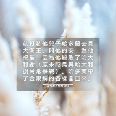 Picture 05 - 歷 代 志 上 18:10 CUVT - 就 打 發 他 兒 子 哈 多 蘭 去 見 大 - Bible Verse Picture