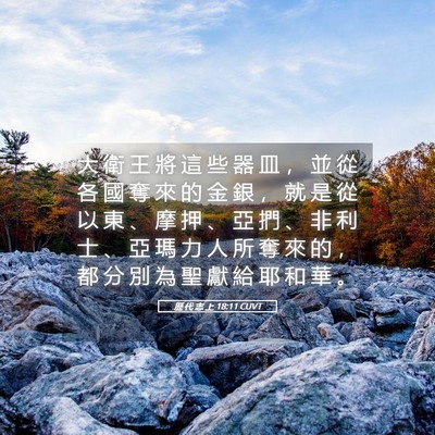 Picture 05 - 歷 代 志 上 18:11 CUVT - 大 衛 王 將 這 些 器 皿 ， 並 從 各 - Bible Verse Picture