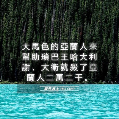 Picture 05 - 歷 代 志 上 18:5 CUVT - 大 馬 色 的 亞 蘭 人 來 幫 助 瑣 巴 - Bible Verse Picture