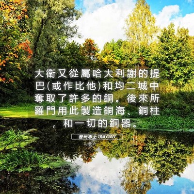 Picture 05 - 歷 代 志 上 18:8 CUVT - 大 衛 又 從 屬 哈 大 利 謝 的 提 巴 ( - Bible Verse Picture