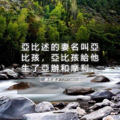 Picture 05 - 歷 代 志 上 2:29 CUVT - 亞 比 述 的 妻 名 叫 亞 比 孩 ， 亞 - Bible Verse Picture