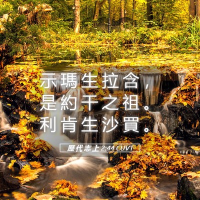 Picture 05 - 歷 代 志 上 2:44 CUVT - 示 瑪 生 拉 含 ， 是 約 干 之 祖 。 - Bible Verse Picture