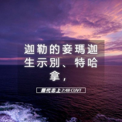 Picture 05 - 歷 代 志 上 2:48 CUVT - 迦 勒 的 妾 瑪 迦 生 示 別 、 特 哈 - Bible Verse Picture