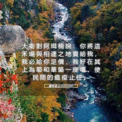 Picture 05 - 歷 代 志 上 21:22 CUVT - 大 衛 對 阿 珥 楠 說 ： 你 將 這 禾 - Bible Verse Picture