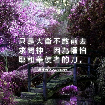 Picture 05 - 歷 代 志 上 21:30 CUVT - 只 是 大 衛 不 敢 前 去 求 問 神 ， - Bible Verse Picture