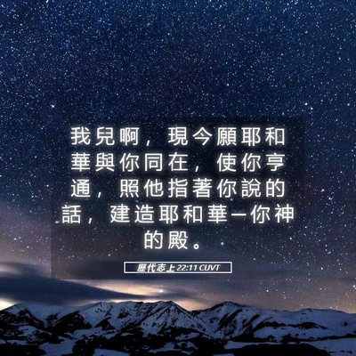 Picture 05 - 歷 代 志 上 22:11 CUVT - 我 兒 啊 ， 現 今 願 耶 和 華 與 你 - Bible Verse Picture