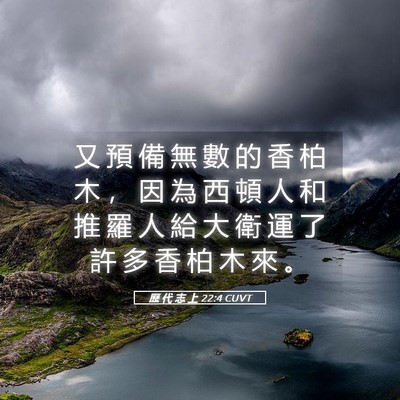 Picture 05 - 歷 代 志 上 22:4 CUVT - 又 預 備 無 數 的 香 柏 木 ， 因 為 - Bible Verse Picture