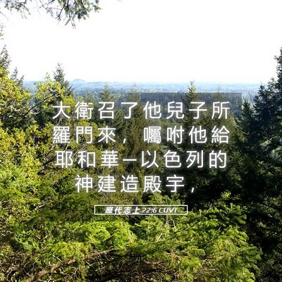 Picture 05 - 歷 代 志 上 22:6 CUVT - 大 衛 召 了 他 兒 子 所 羅 門 來 ， - Bible Verse Picture