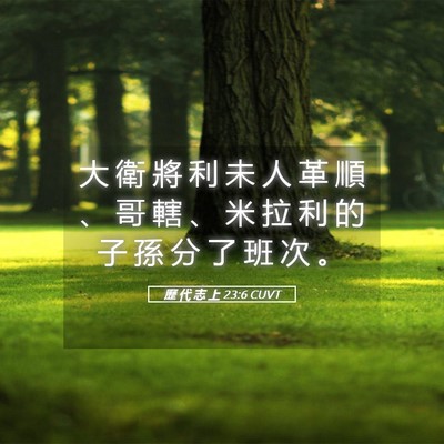 Picture 05 - 歷 代 志 上 23:6 CUVT - 大 衛 將 利 未 人 革 順 、 哥 轄 、 - Bible Verse Picture