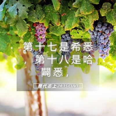 Picture 05 - 歷 代 志 上 24:15 CUVT - 第 十 七 是 希 悉 ， 第 十 八 是 哈 - Bible Verse Picture