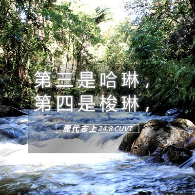 Picture 05 - 歷 代 志 上 24:8 CUVT - 第 三 是 哈 琳 ， 第 四 是 梭 琳 - Bible Verse Picture