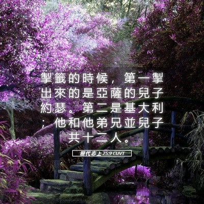 Picture 05 - 歷 代 志 上 25:9 CUVT - 掣 籤 的 時 候 ， 第 一 掣 出 來 的 - Bible Verse Picture