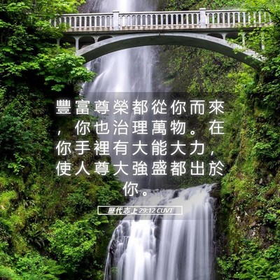 Picture 05 - 歷 代 志 上 29:12 CUVT - 豐 富 尊 榮 都 從 你 而 來 ， 你 也 - Bible Verse Picture
