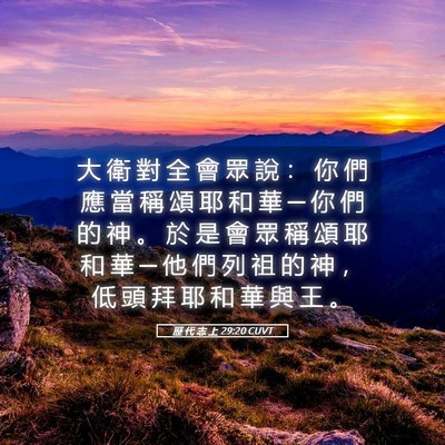 Picture 05 - 歷 代 志 上 29:20 CUVT - 大 衛 對 全 會 眾 說 ： 你 們 應 當 - Bible Verse Picture