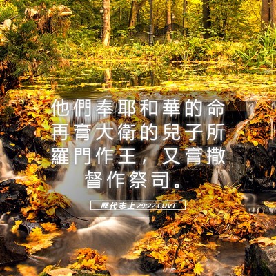 Picture 05 - 歷 代 志 上 29:22 CUVT - 他 們 奉 耶 和 華 的 命 再 膏 大 衛 - Bible Verse Picture