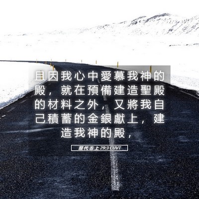 Picture 05 - 歷 代 志 上 29:3 CUVT - 且 因 我 心 中 愛 慕 我 神 的 殿 ， - Bible Verse Picture