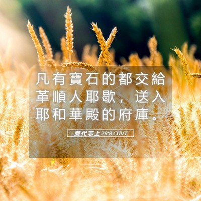 Picture 05 - 歷 代 志 上 29:8 CUVT - 凡 有 寶 石 的 都 交 給 革 順 人 耶 - Bible Verse Picture