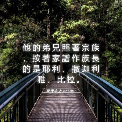 Picture 05 - 歷 代 志 上 5:7 CUVT - 他 的 弟 兄 照 著 宗 族 ， 按 著 家 - Bible Verse Picture