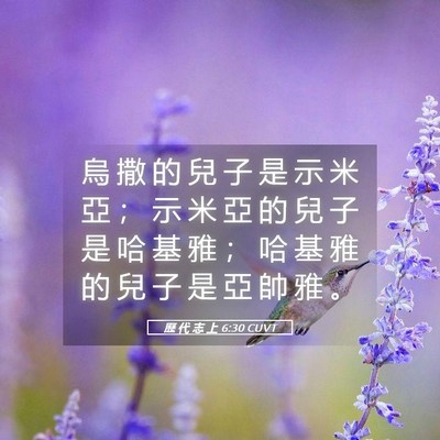 Picture 05 - 歷 代 志 上 6:30 CUVT - 烏 撒 的 兒 子 是 示 米 亞 ； 示 米 - Bible Verse Picture