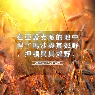 Picture 05 - 歷 代 志 上 6:74 CUVT - 在 亞 設 支 派 的 地 中 得 了 瑪 沙 - Bible Verse Picture