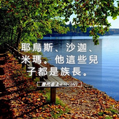 Picture 05 - 歷 代 志 上 8:10 CUVT - 耶 烏 斯 、 沙 迦 、 米 瑪 。 他 這 - Bible Verse Picture