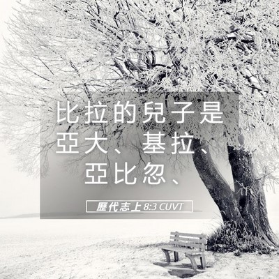 Picture 05 - 歷 代 志 上 8:3 CUVT - 比 拉 的 兒 子 是 亞 大 、 基 拉 、 - Bible Verse Picture
