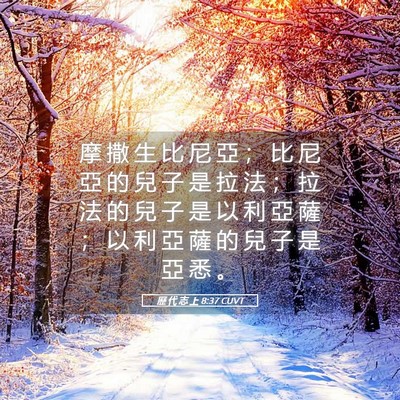 Picture 05 - 歷 代 志 上 8:37 CUVT - 摩 撒 生 比 尼 亞 ； 比 尼 亞 的 兒 - Bible Verse Picture