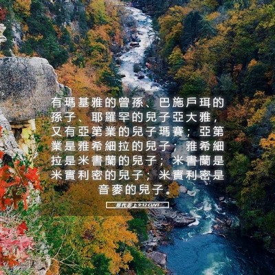 Picture 05 - 歷 代 志 上 9:12 CUVT - 有 瑪 基 雅 的 曾 孫 、 巴 施 戶 珥 - Bible Verse Picture